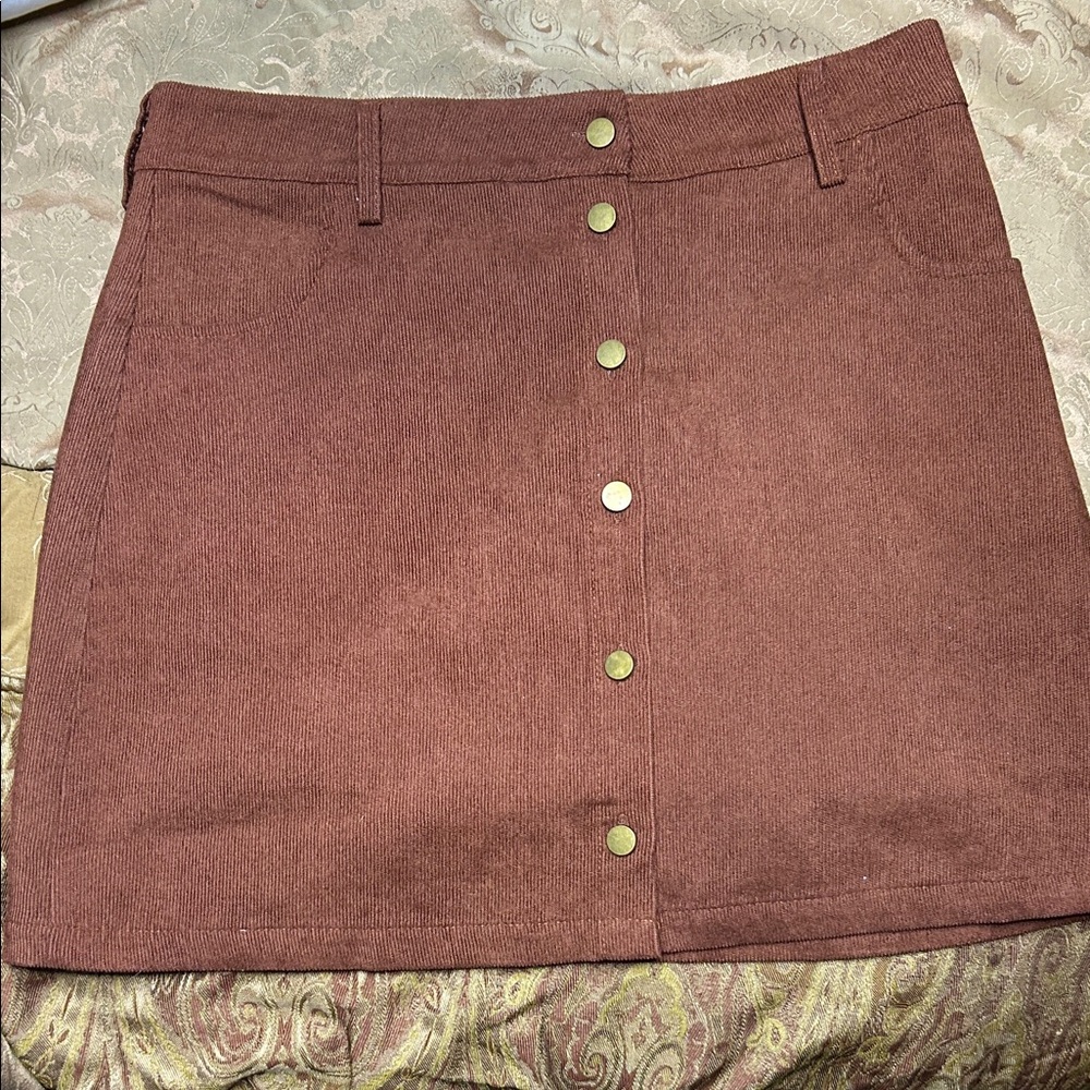 ROMWE Copper Button-Front Mini Skirt